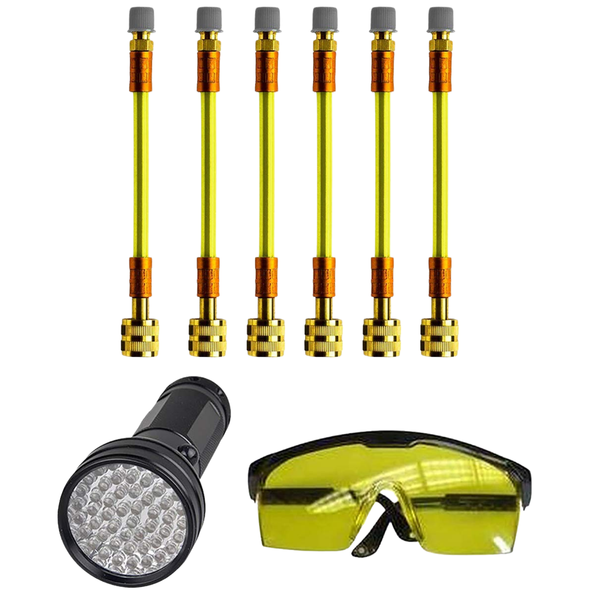 Paquete de 6 unidades de Leak Saver Direct Inject UV con gafas y luz UV de 51 LED
