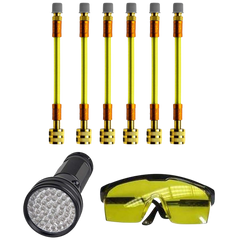 Paquete de 6 unidades de Leak Saver Direct Inject UV con gafas y luz UV de 51 LED