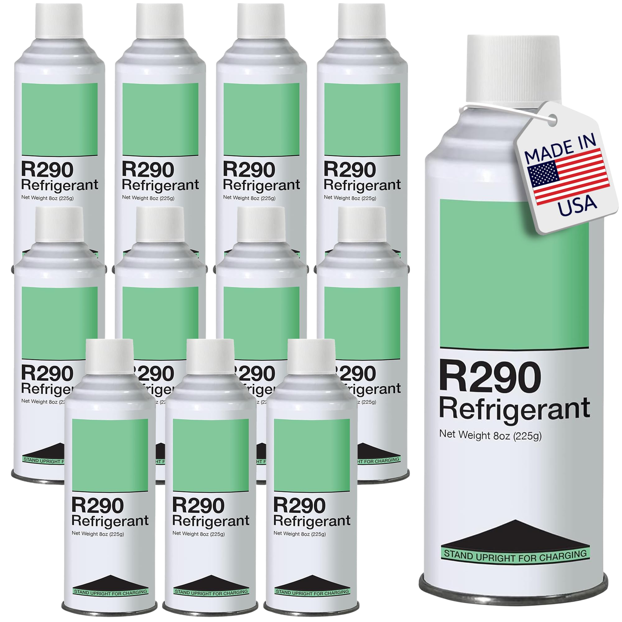Refrigerante R290, carga vertical, lata autosellante de 8 oz.