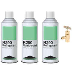 Refrigerante R290, carga vertical, lata autosellante de 8 oz.