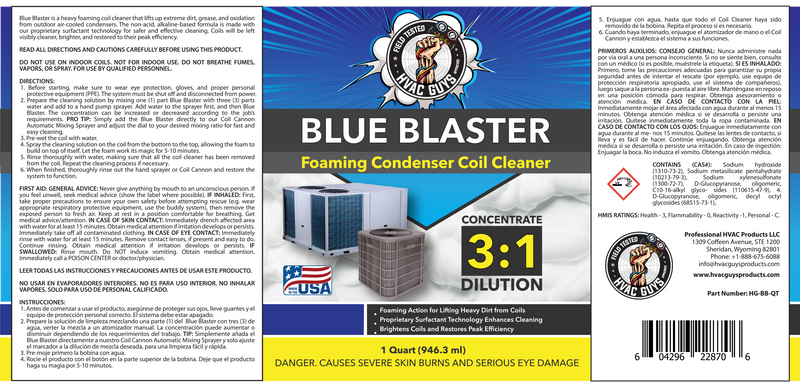 HVAC Guys Blue Blaster Condenser Coil Cleaner Quart