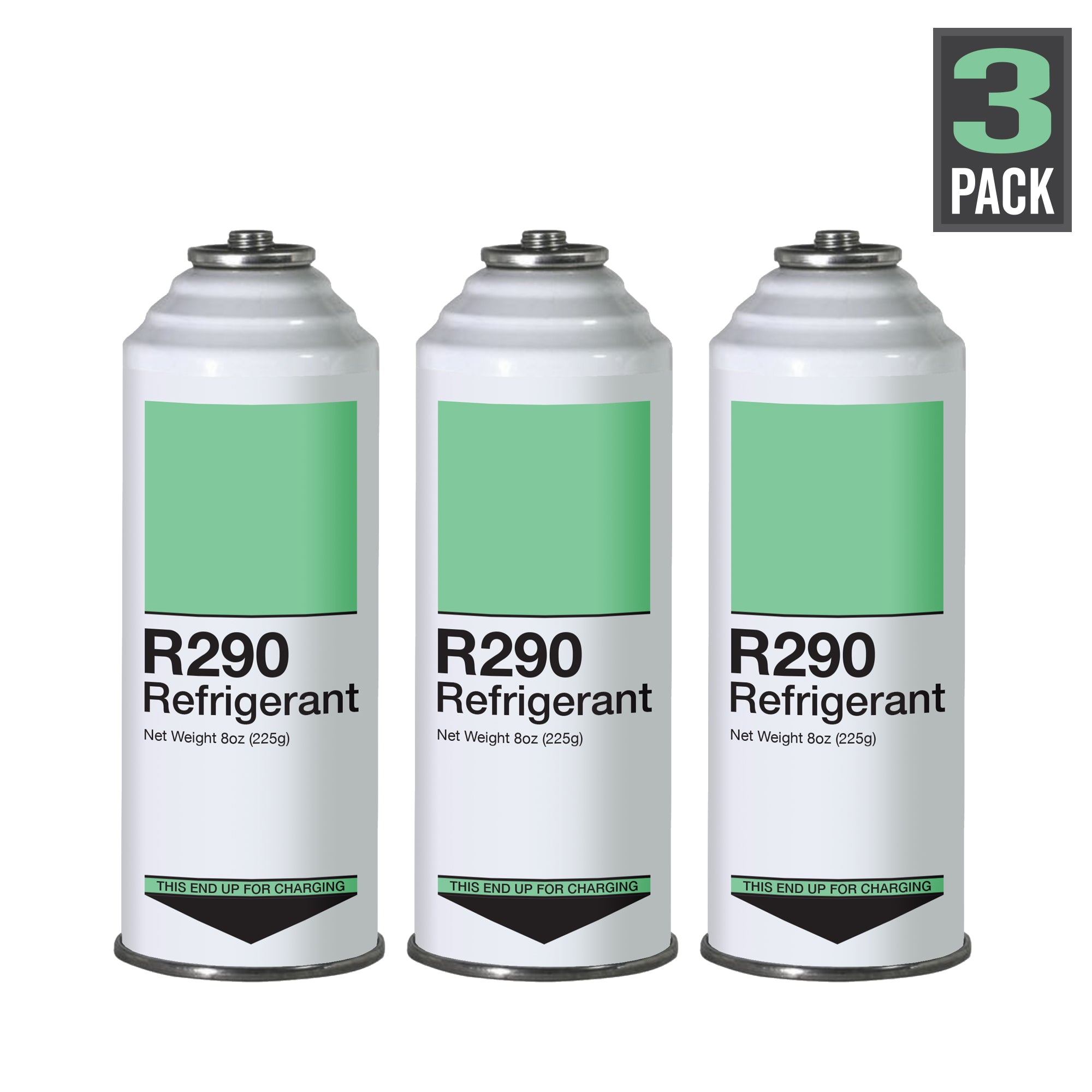 Refrigerant R290 - 3 Pack - Piercing Top Can (Inverted Charging)