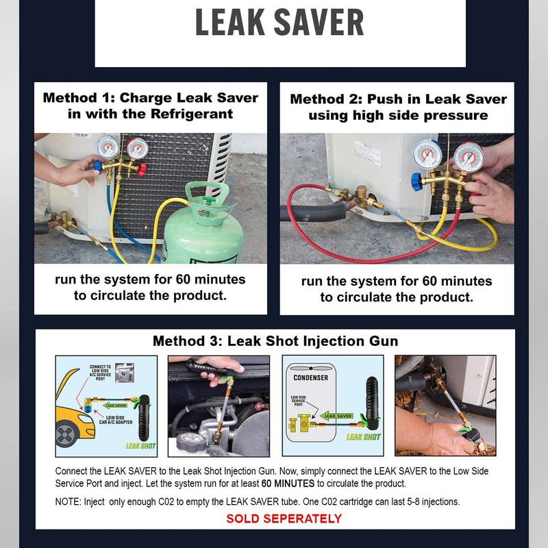 thumbnail image 2 of Leak Saver Direct Inject Refrigerant Leak Sealer With UV Dye – 1 Ton Small System, 3-Pack 2 of 2