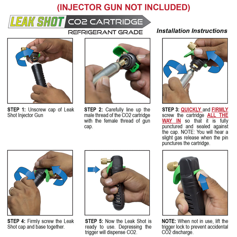 Leak Shot HVAC Refill Cartridges - Refrigerant Grade CO2